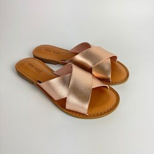 Nine West Women's Rose Gold Slide Sandals